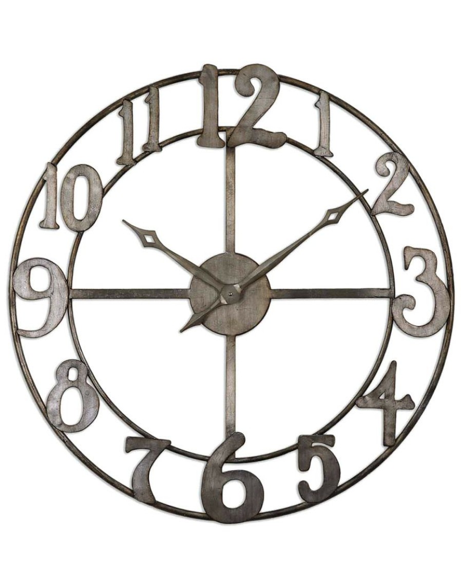 Mirrors & Wall Art * | Uttermost Delevan 32In Metal Wall Clock Home Mirrors & Wall Art