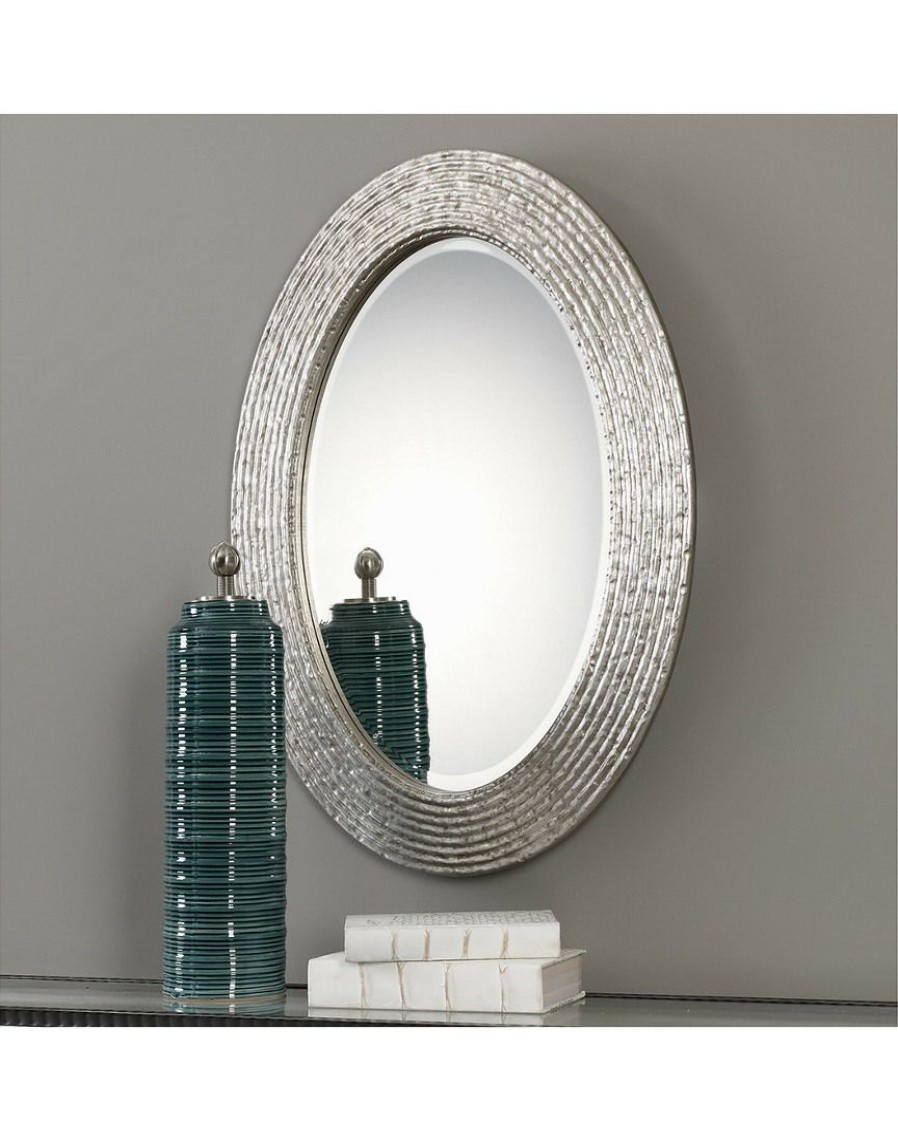 Mirrors & Wall Art * | Uttermost Conder Oval Silver Mirror Home Mirrors & Wall Art