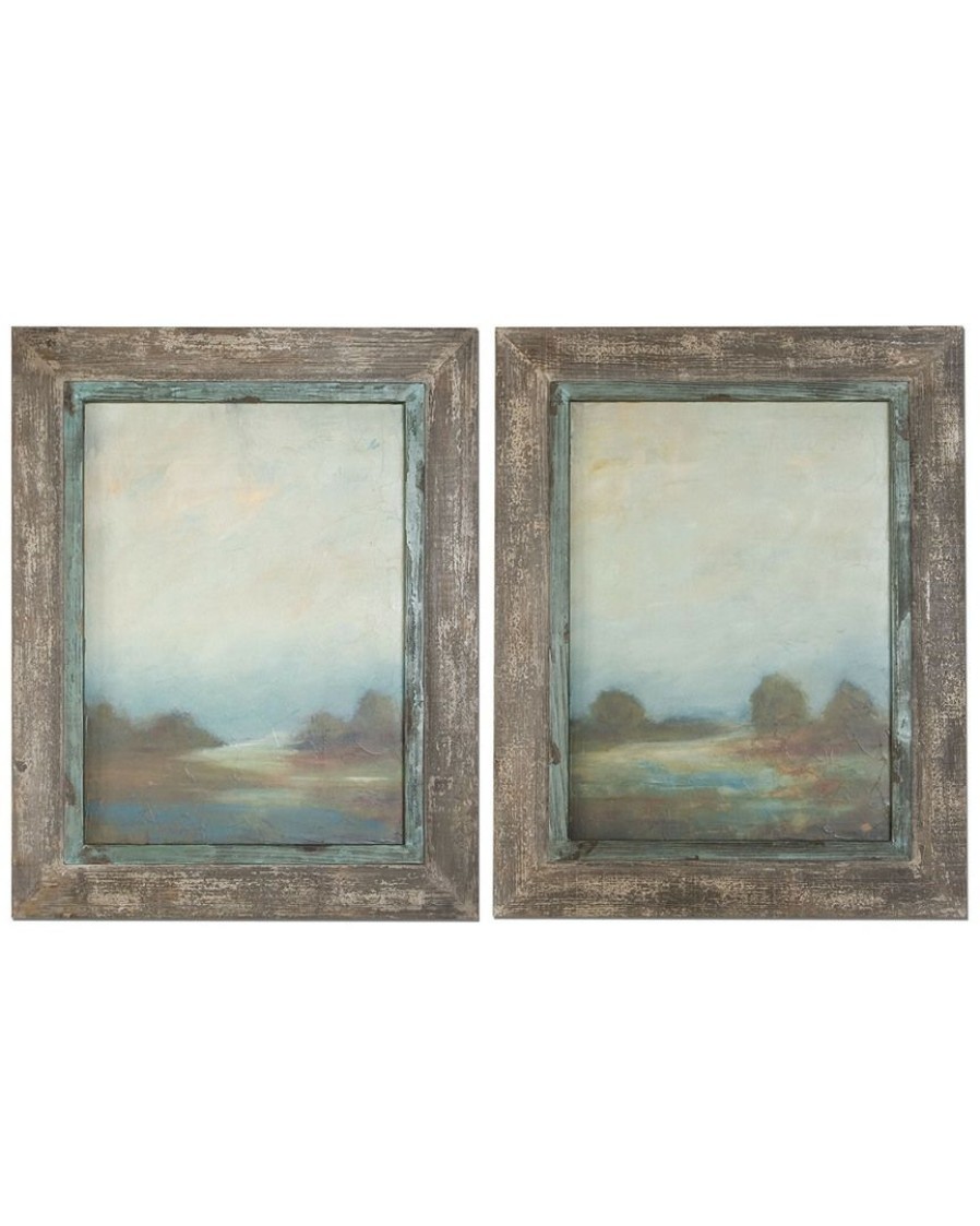 Mirrors & Wall Art * | Set Of 2 Uttermost Morning Vistas Framed Art Home Mirrors & Wall Art