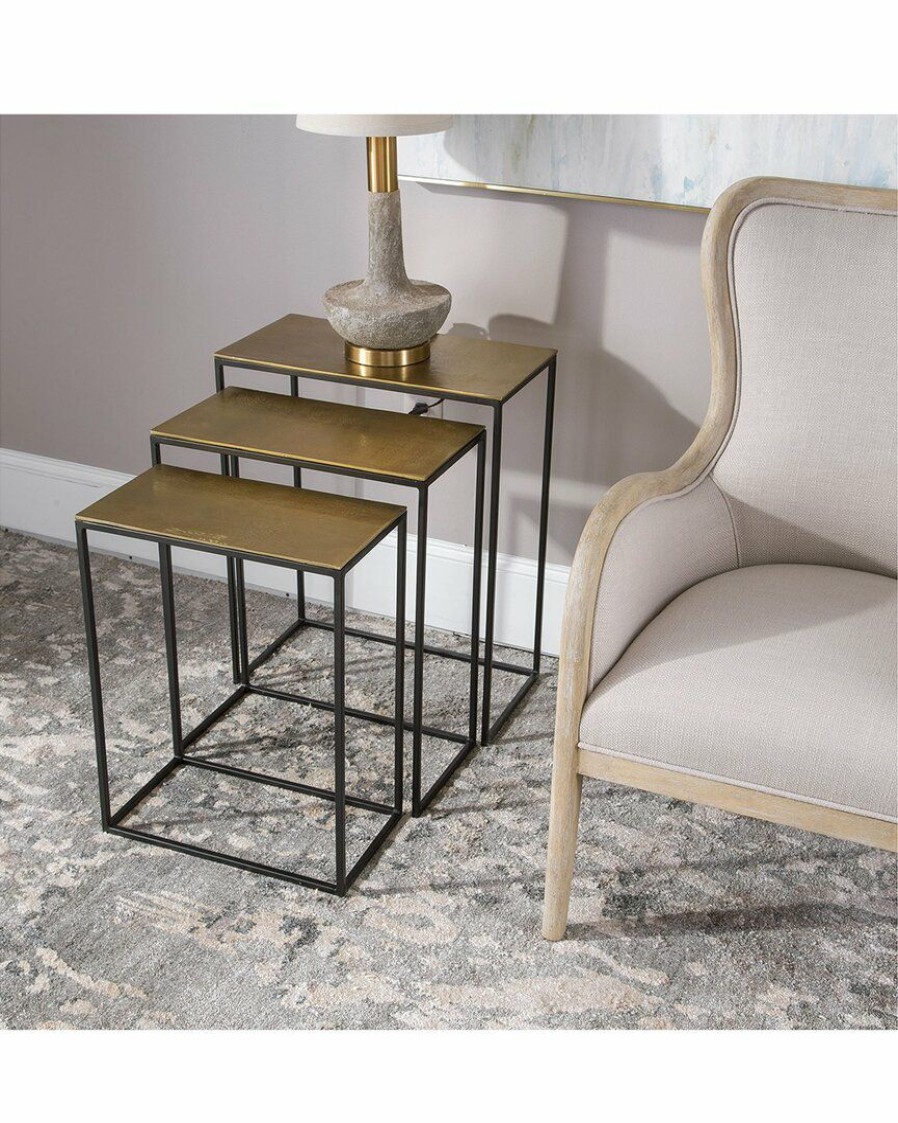 End & Side Tables * | Uttermost Coreene Gold Nesting Tables Set/3 Home End & Side Tables