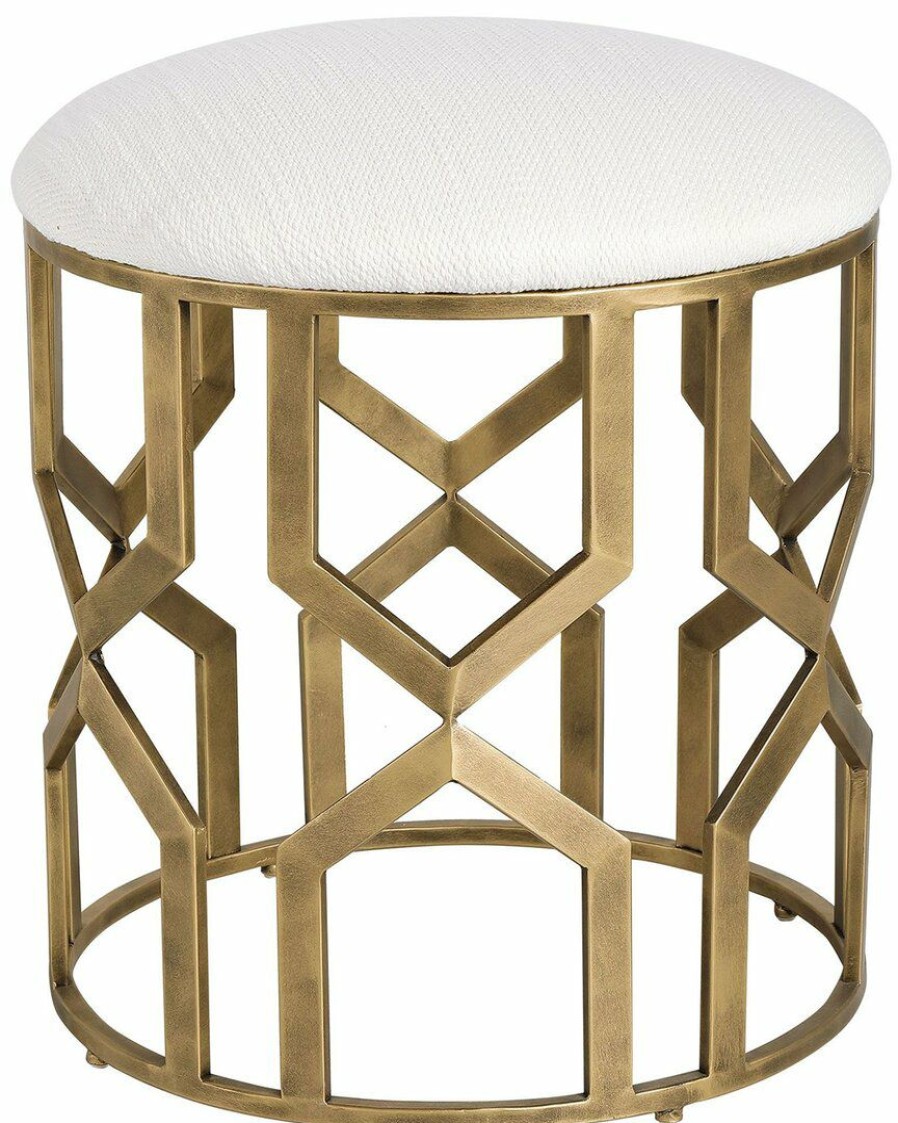 Accent Chairs * | Uttermost Trellis Geometric Accent Stool Home Accent Chairs