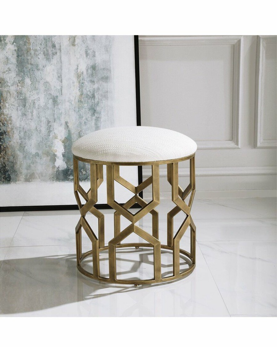 Accent Chairs * | Uttermost Trellis Geometric Accent Stool Home Accent Chairs