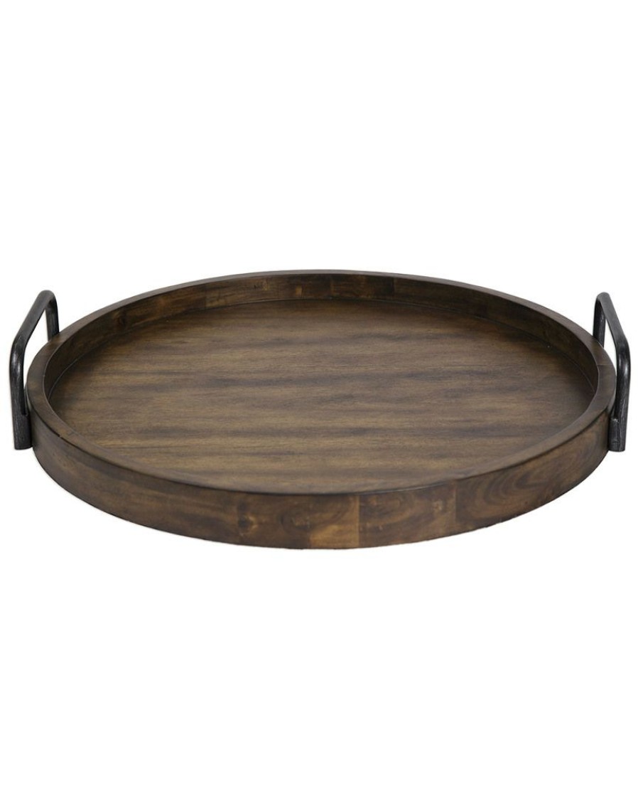 Decorative Items & Frames * | Uttermost Reine Round Wooden Tray Home Decorative Items & Frames