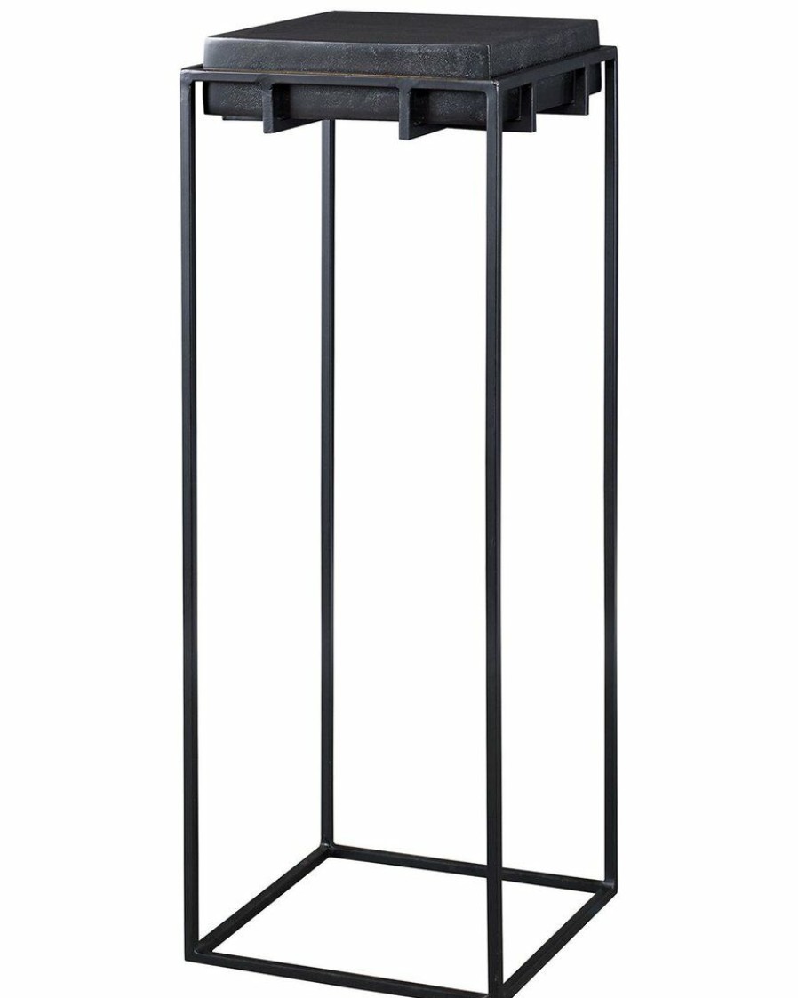 End & Side Tables * | Uttermost Telone Black Large Pedestal Home End & Side Tables