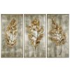 Mirrors & Wall Art * | Set Of 3 Uttermost Champagne Leaves Modern Art Home Mirrors & Wall Art