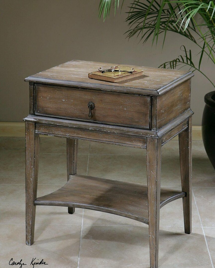 End & Side Tables * | Uttermost Hanford Weathered Side Table Home End & Side Tables