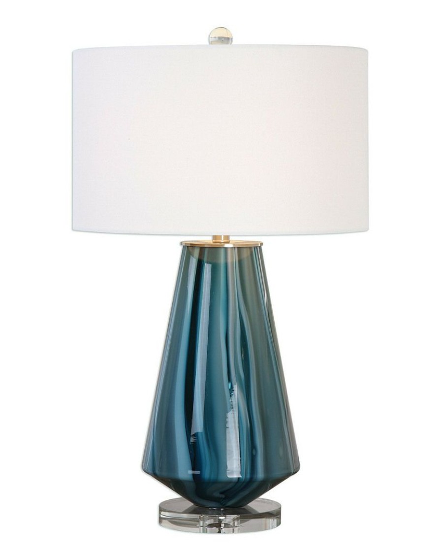 Table & Desk Lamps * | Uttermost Pescara Teal-Gray Glass Lamp Home Table & Desk Lamps