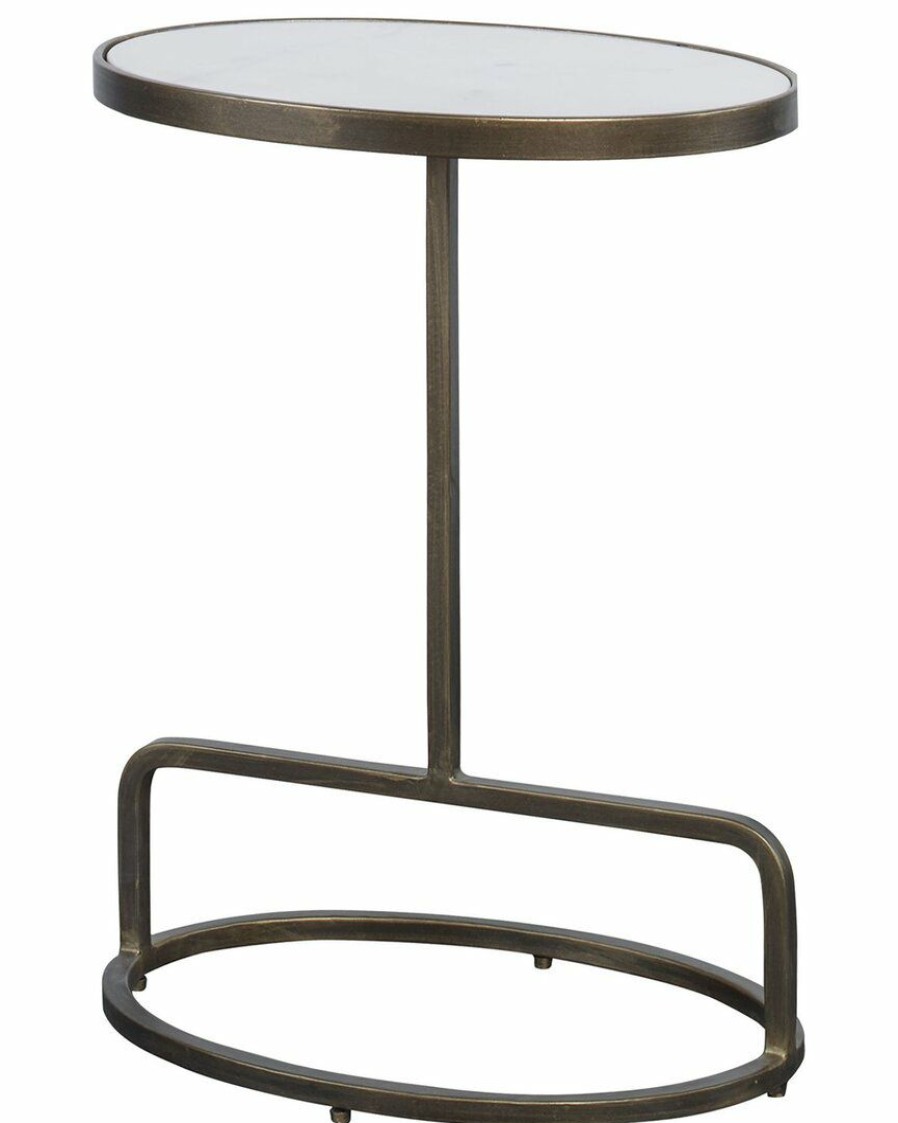 End & Side Tables * | Uttermost Jessenia White Marble Accent Table Home End & Side Tables