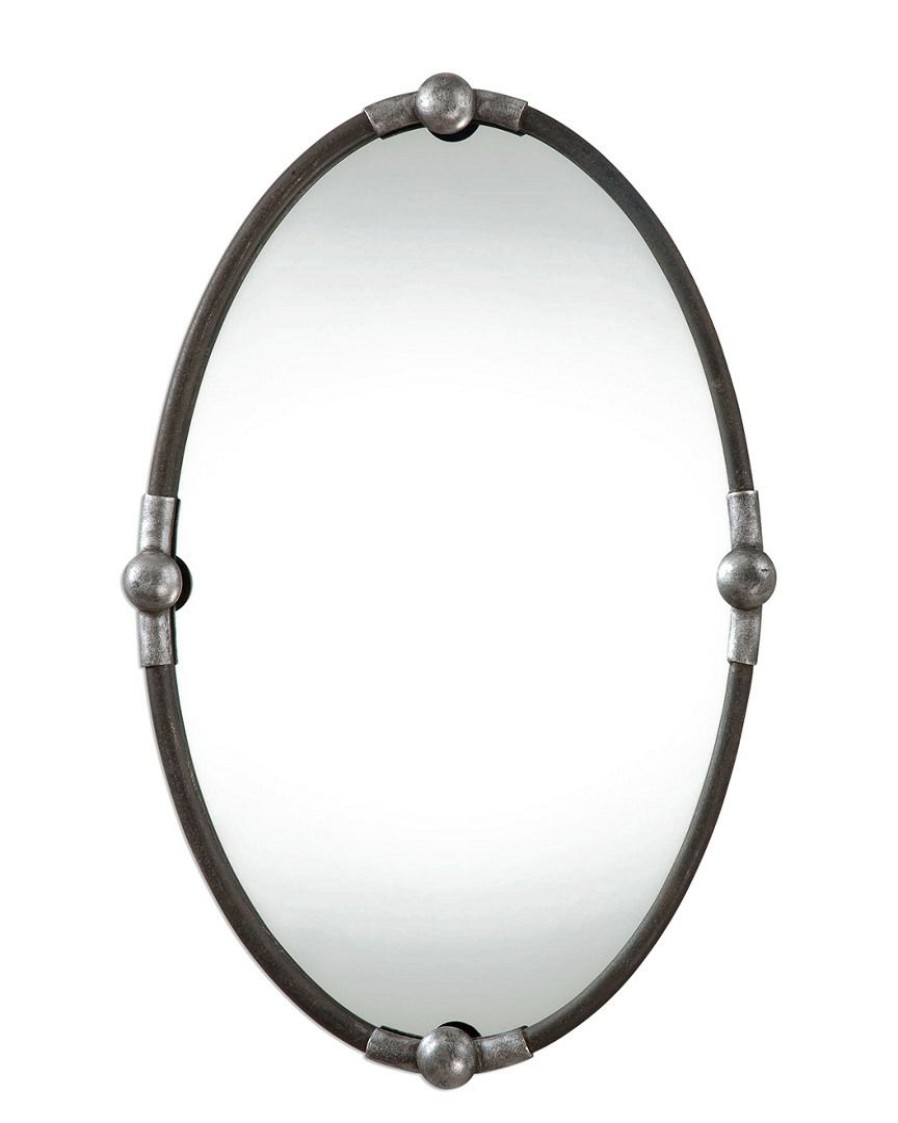 Mirrors & Wall Art * | Uttermost Carrick Black Oval Mirror Home Mirrors & Wall Art