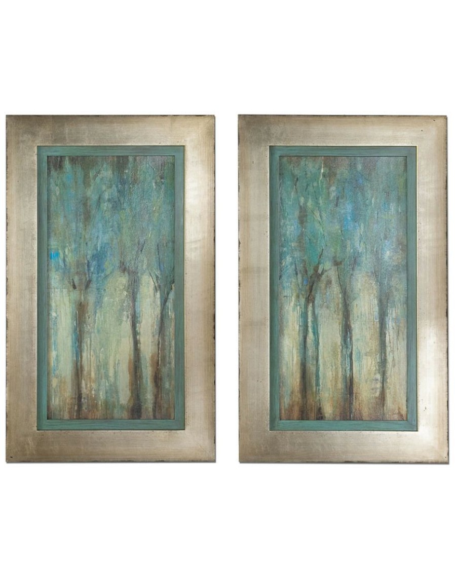 Mirrors & Wall Art * | Set Of 2 Uttermost Whispering Wind Framed Art Home Mirrors & Wall Art