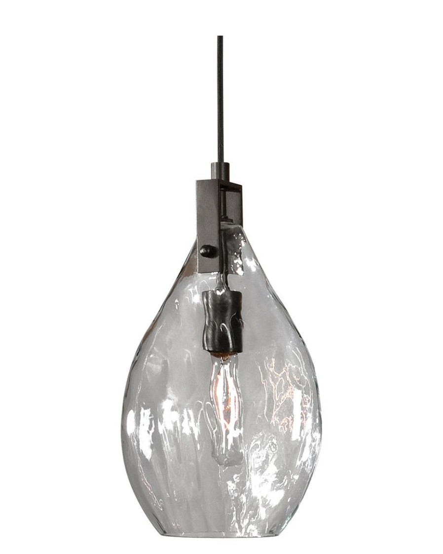 Ceiling Lighting * | Uttermost Campester 1 Light Watered Glass Mini Pendant Home Ceiling Lighting