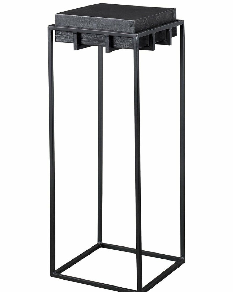 End & Side Tables * | Uttermost Telone Black Small Pedestal Home End & Side Tables