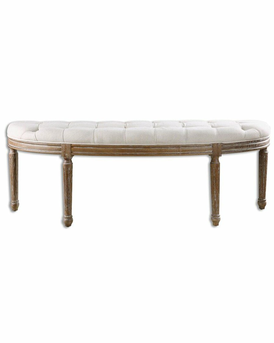 Accent Chairs * | Uttermost Leggett Tufted White Bench Home Accent Chairs