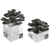 Decorative Items & Frames * | Set Of 2 Uttermost Indian Lotus Metallic Silver Flowers Home Decorative Items & Frames