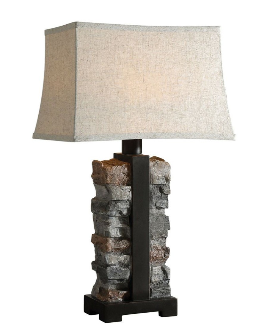 Table & Desk Lamps * | Uttermost Kodiak Stacked Stone Lamp Home Table & Desk Lamps