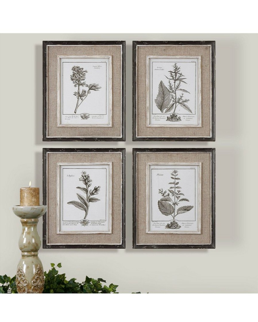 Mirrors & Wall Art * | Set Of 4 Uttermost Casual Grey Study Framed Art Home Mirrors & Wall Art