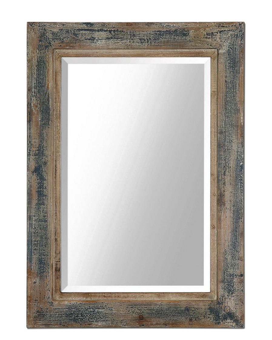 Mirrors & Wall Art * | Uttermost Bozeman Distressed Blue Mirror Home Mirrors & Wall Art