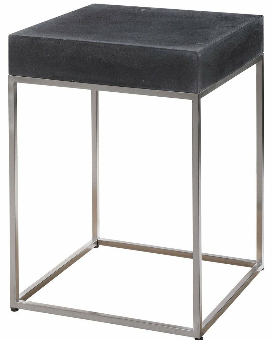 End & Side Tables * | Uttermost Jase Black Concrete Accent Table Home End & Side Tables