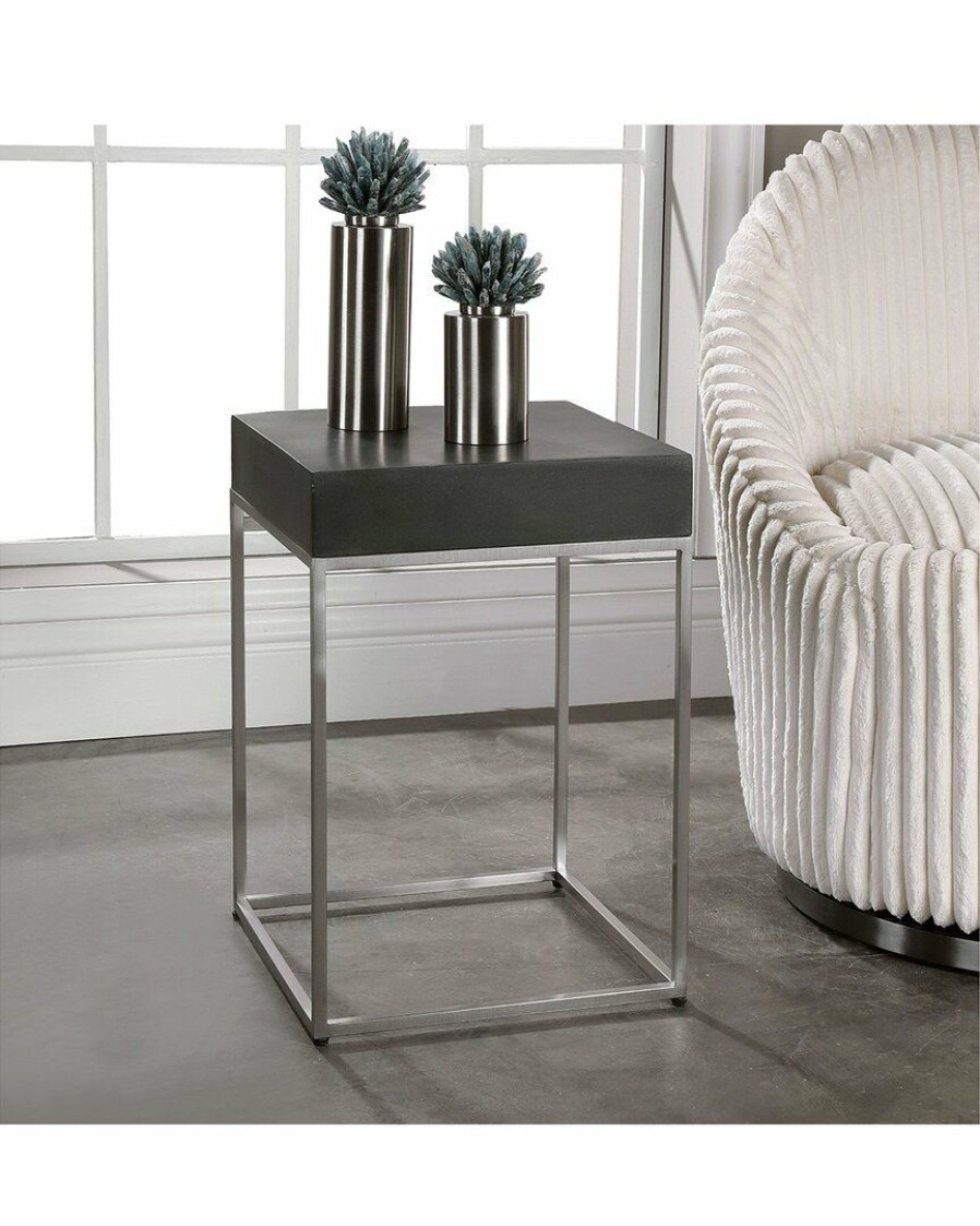 End & Side Tables * | Uttermost Jase Black Concrete Accent Table Home End & Side Tables