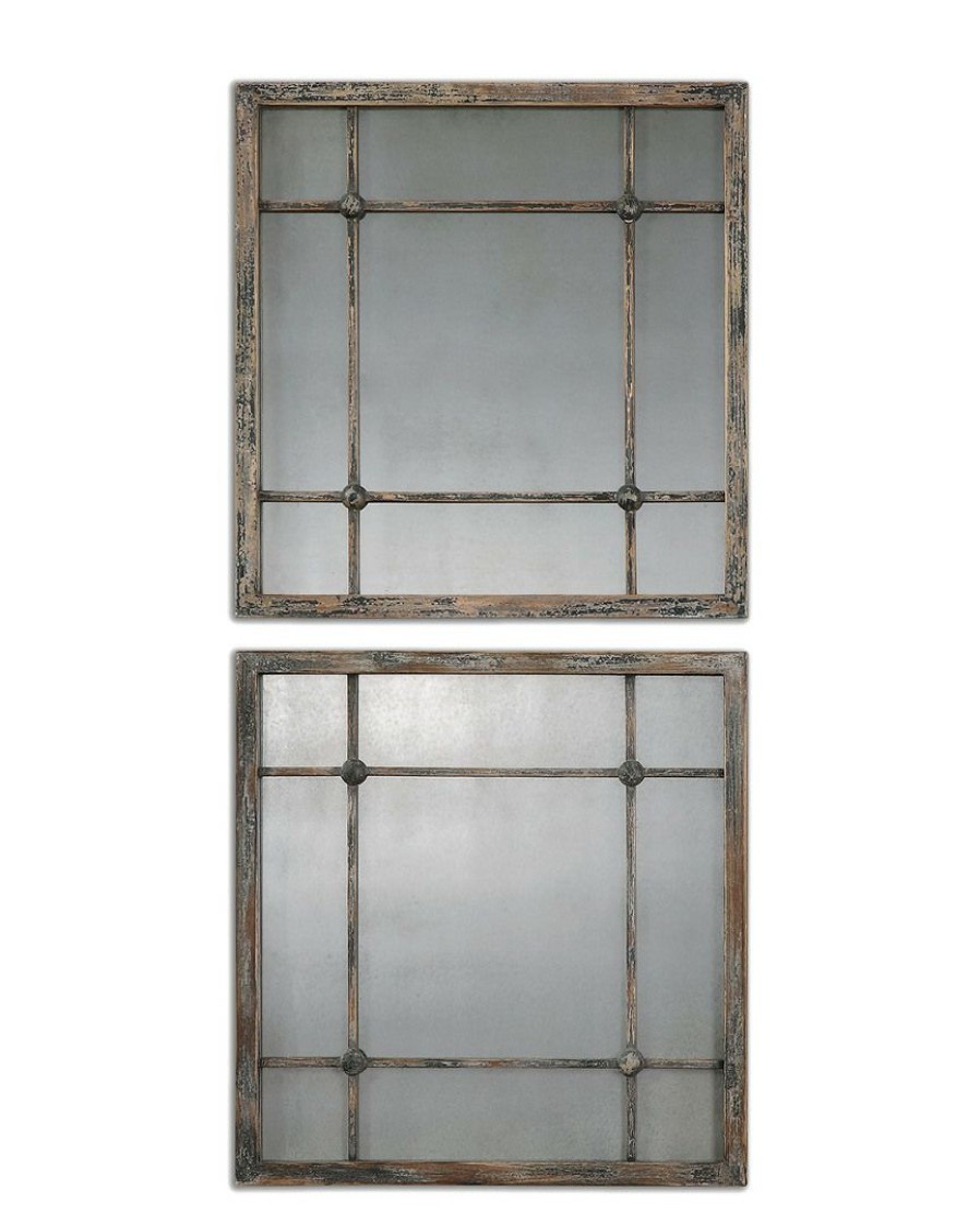 Mirrors & Wall Art * | Set Of 2 Uttermost Saragano Square Mirrors Home Mirrors & Wall Art