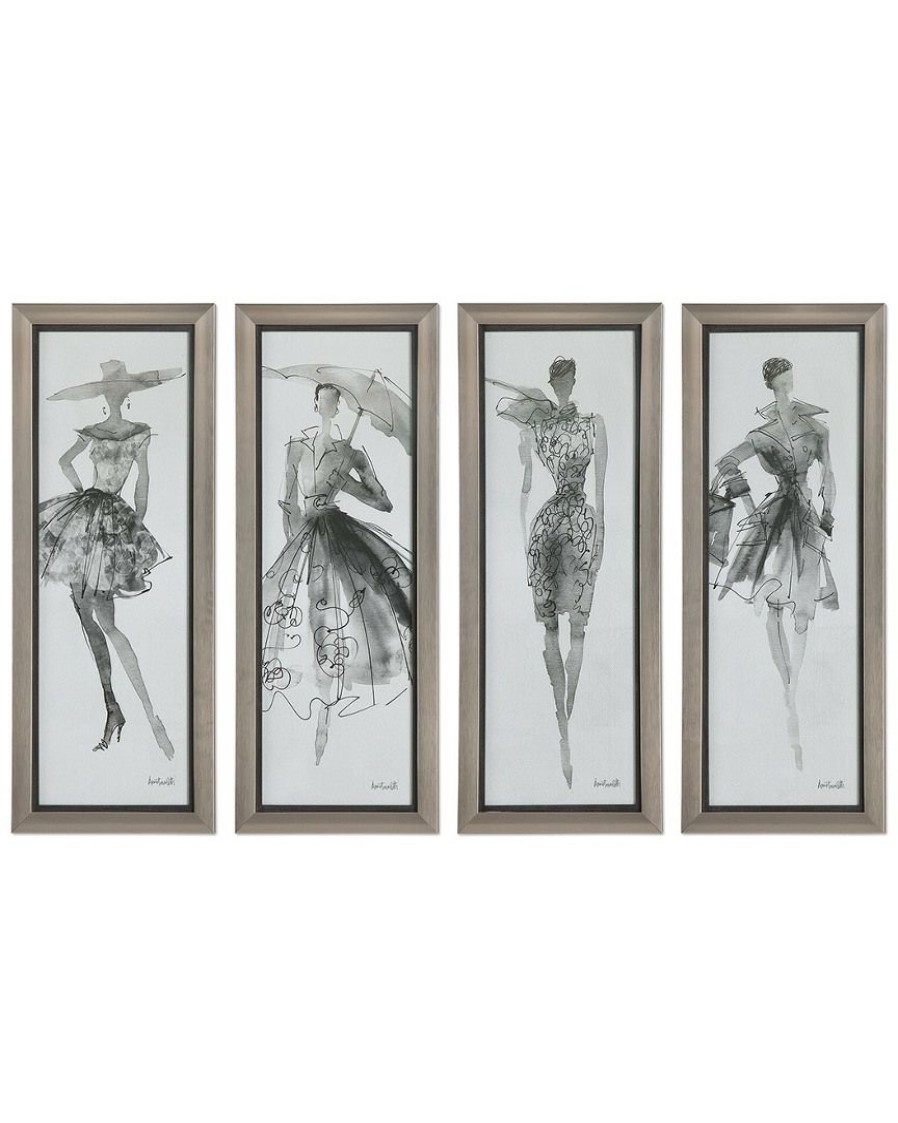 Mirrors & Wall Art * | Set Of 4 Uttermost Fashion Sketchbook Art, Home Mirrors & Wall Art