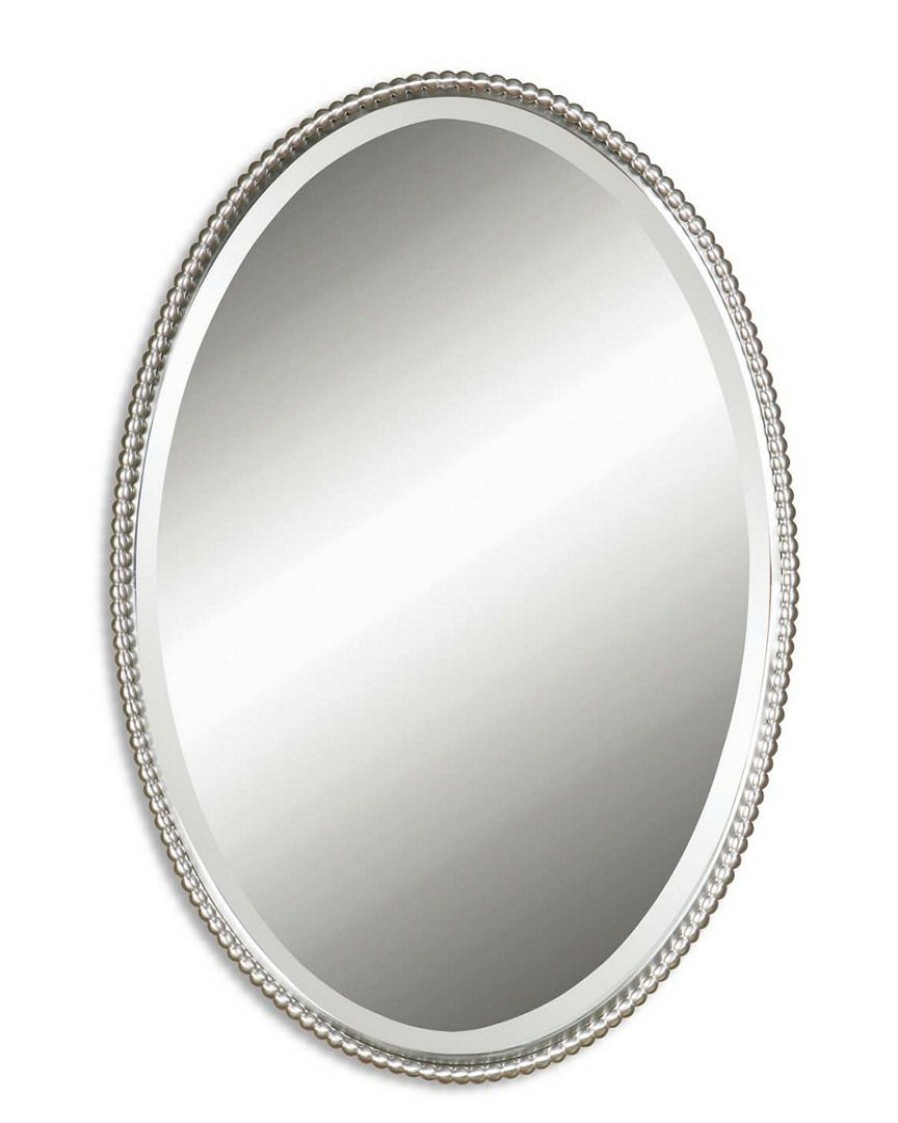 Mirrors & Wall Art * | Uttermost Sherise Brushed Nickel Oval Mirror Home Mirrors & Wall Art