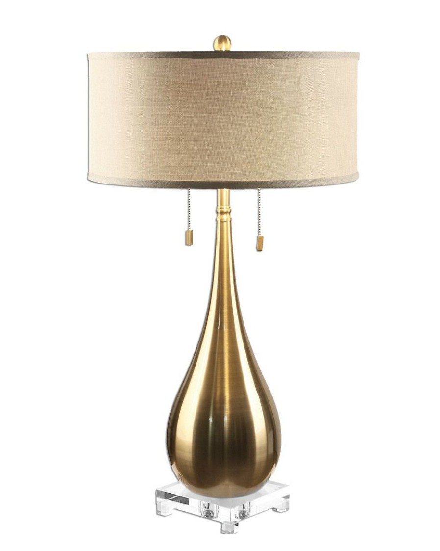 Table & Desk Lamps * | Uttermost Lagrima Brushed Brass Lamp Home Table & Desk Lamps